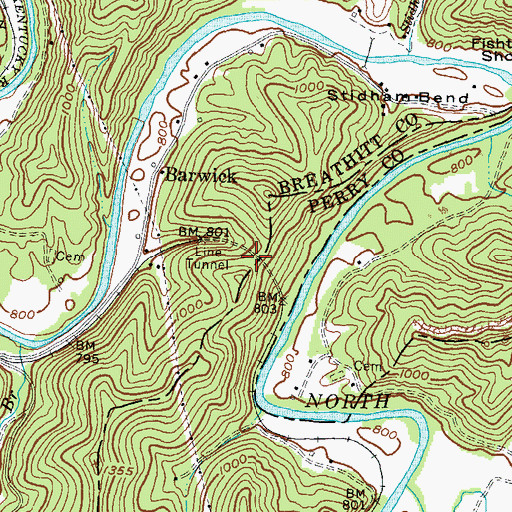 Topographic Map of Line Tunnel, KY