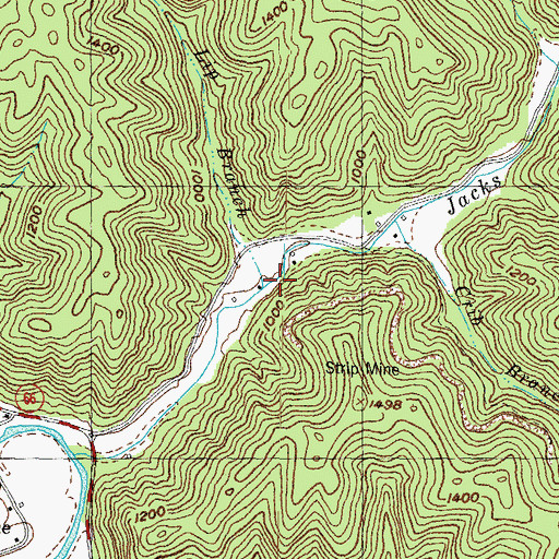 Topographic Map of Lip Branch, KY