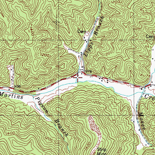 Topographic Map of Lipps Branch, KY