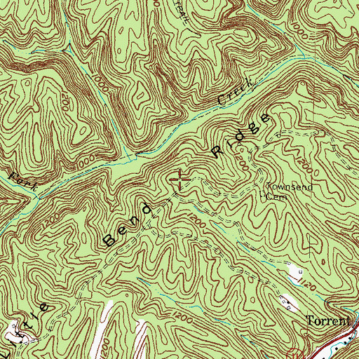Topographic Map of Little Bend Ridge, KY