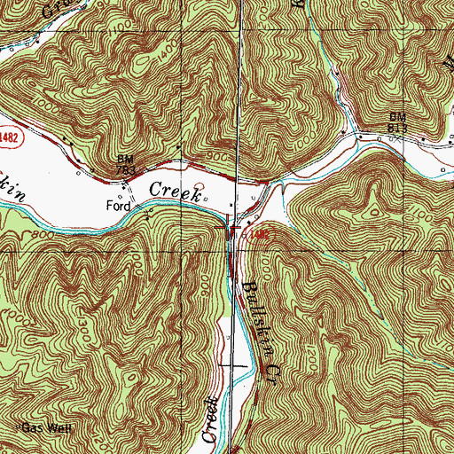 Topographic Map of Little Bullskin Creek, KY