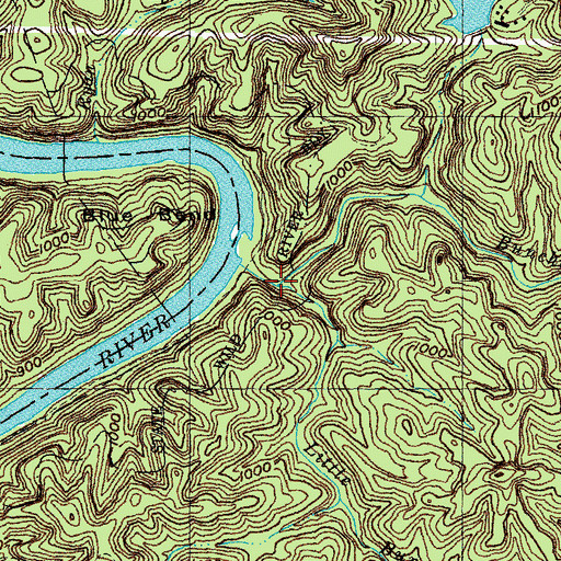 Topographic Map of Little Bunches Creek, KY