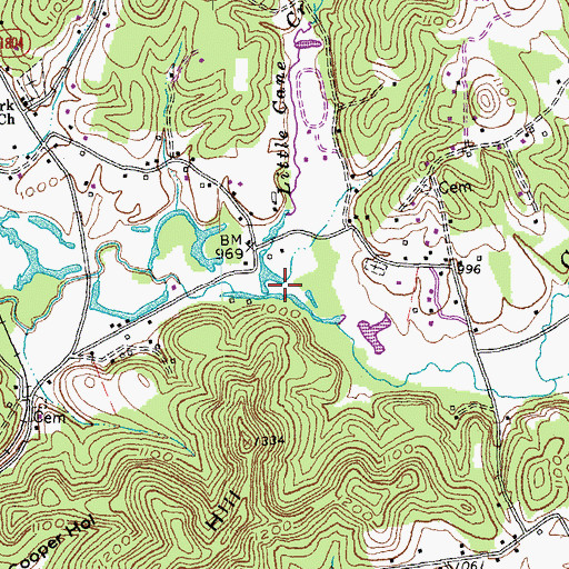 Topographic Map of Little Cane Creek, KY