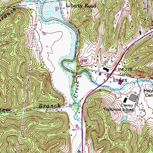 Topographic Map of Little Caney Creek, KY