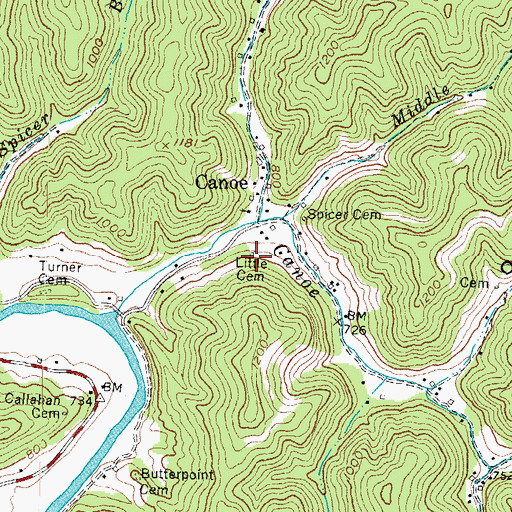 Topographic Map of Little Cemetery, KY