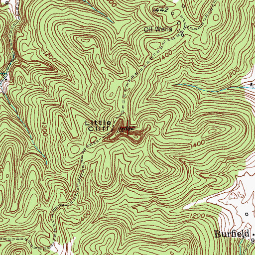 Topographic Map of Little Cliff, KY