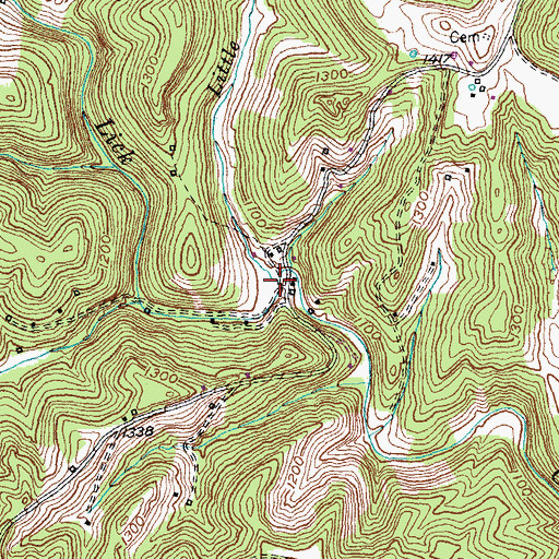 Topographic Map of Little Clover Creek, KY