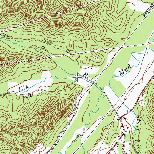 Topographic Map of Little Elk Branch, KY