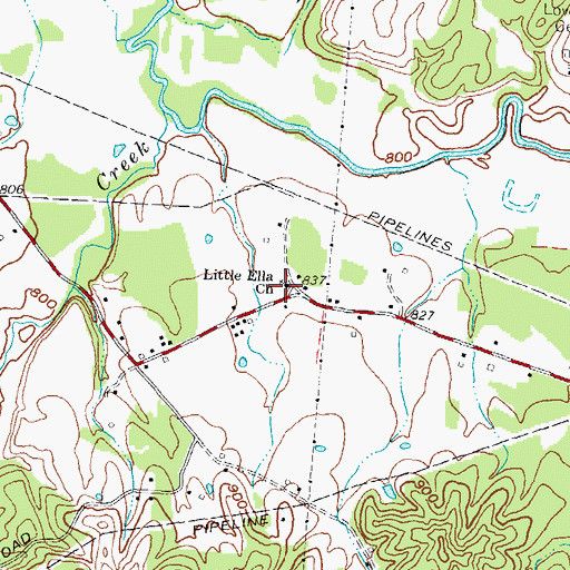 Topographic Map of Little Ella Church, KY