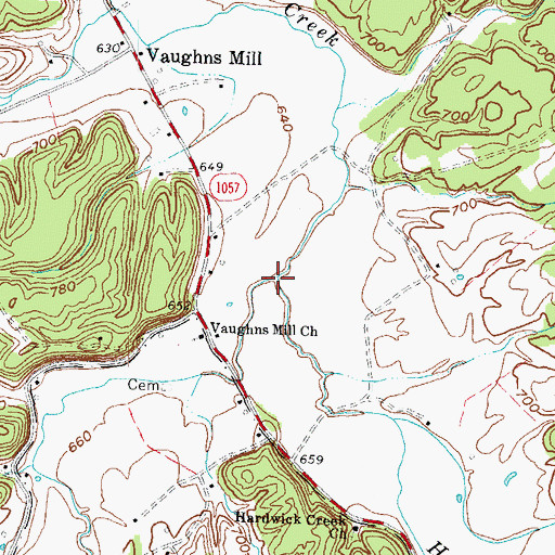 Topographic Map of Little Hardwick Creek, KY