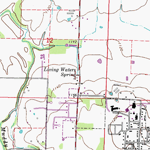 Topographic Map of Living Waters Spring, AR