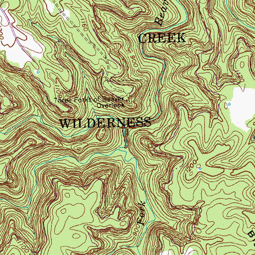 Topographic Map of Little Hurricane Fork, KY