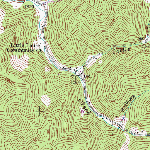 Topographic Map of Little Laurel Creek, KY
