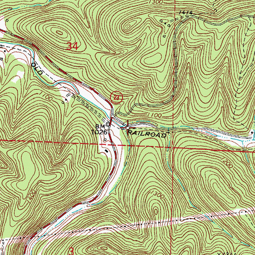 Topographic Map of Livingston Hollow, AR