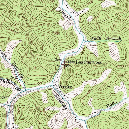 Topographic Map of Little Leatherwood School, KY
