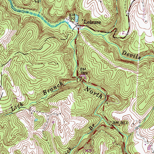 Topographic Map of Little Lick Branch, KY