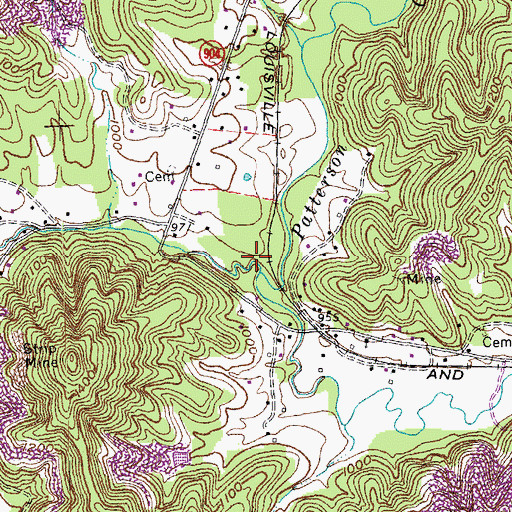 Topographic Map of Little Patterson Creek, KY