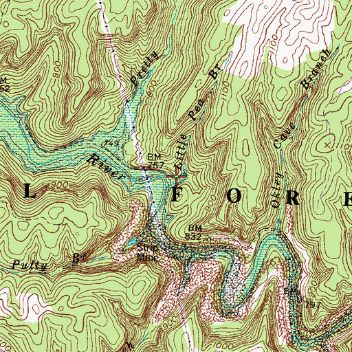 Topographic Map of Little Pea Branch, KY