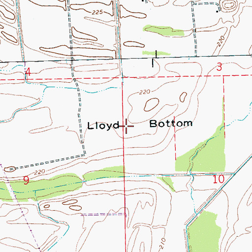 Topographic Map of Lloyd Bottom, AR