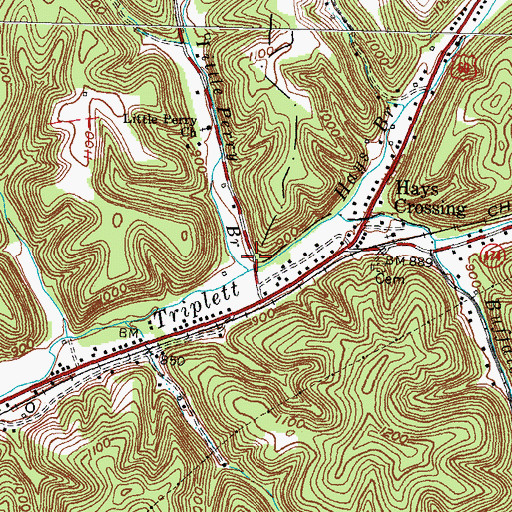 Topographic Map of Little Perry Branch, KY