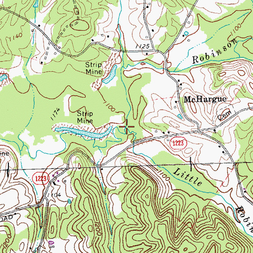 Topographic Map of Little Robinson Creek, KY