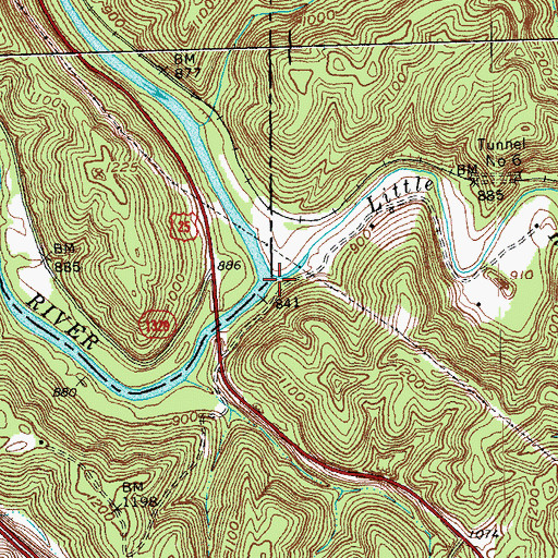 Topographic Map of Little Rockcastle River, KY