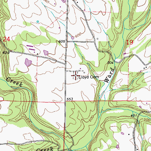 Topographic Map of Lloyd Cemetery, AR