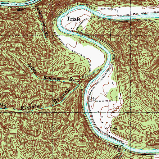 Topographic Map of Little Rooster Branch, KY