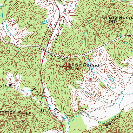 Topographic Map of Little Round Mountain, KY