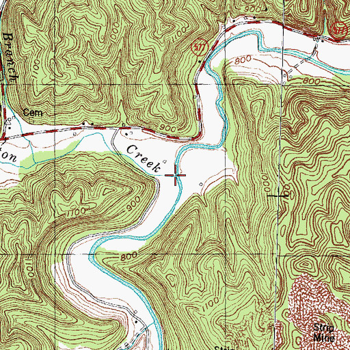 Topographic Map of Little Sexton Creek, KY