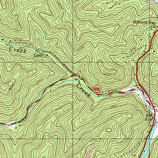 Topographic Map of Little Stinnett Creek, KY