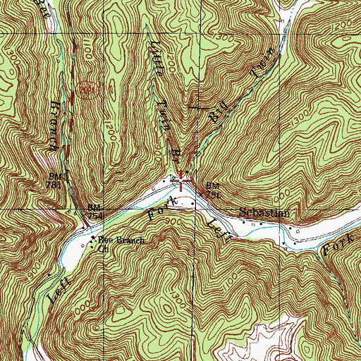Topographic Map of Little Twin Branch, KY