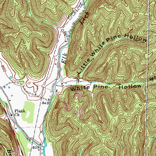 Topographic Map of Little White Pine Hollow, KY