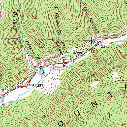 Topographic Map of Little Widow Branch, KY