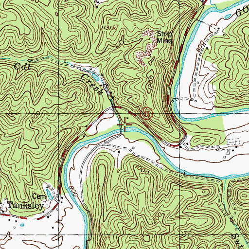 Topographic Map of Little Wild Cat Creek, KY