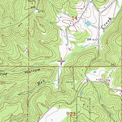 Topographic Map of Lloyd Hollow, AR