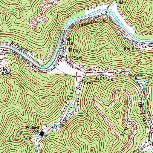 Topographic Map of Little Willard Creek, KY