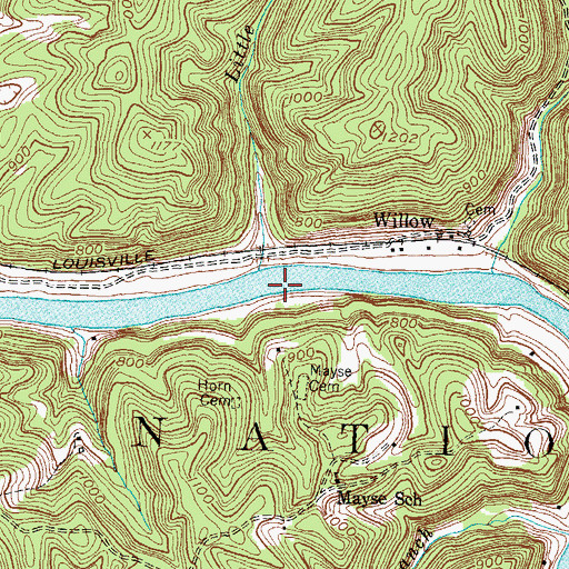 Topographic Map of Little Willow Branch, KY