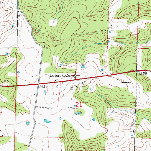 Topographic Map of Loback Cemetery, AR