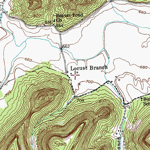 Topographic Map of Locust Branch, KY