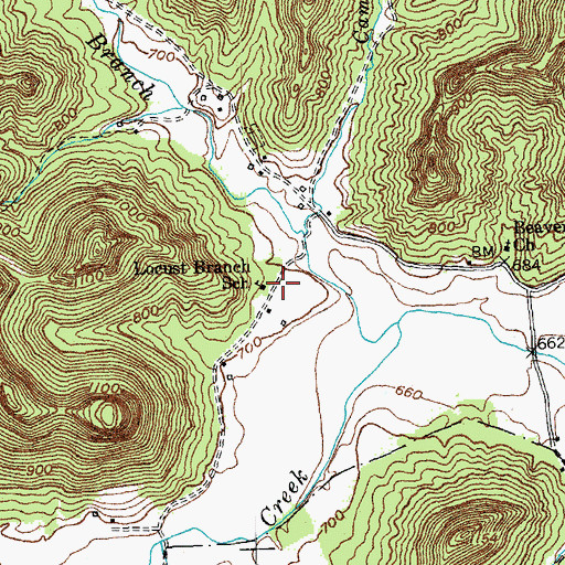 Topographic Map of Locust Branch School, KY
