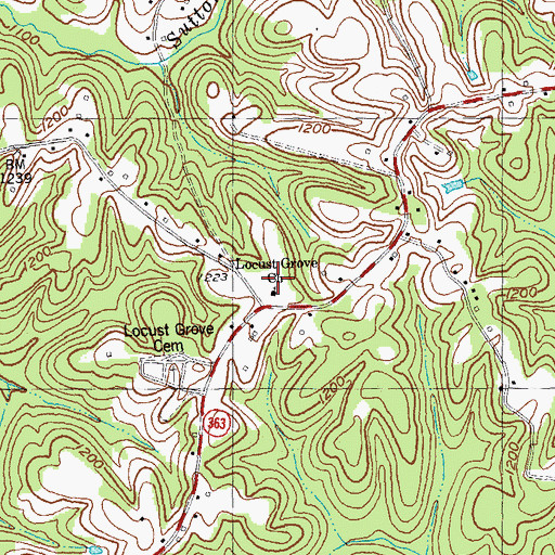 Topographic Map of Locust Grove Church, KY