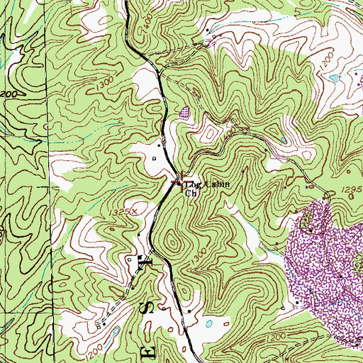 Topographic Map of Log Cabin Church, KY