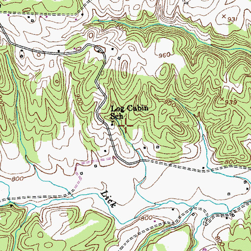Topographic Map of Log Cabin School, KY