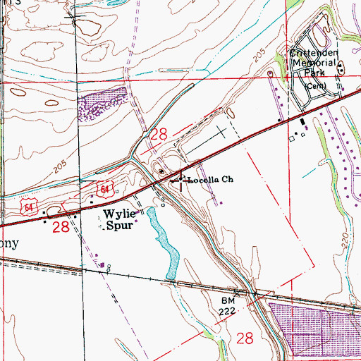 Topographic Map of Locella Church, AR