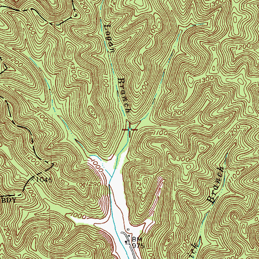 Topographic Map of Logan Branch, KY