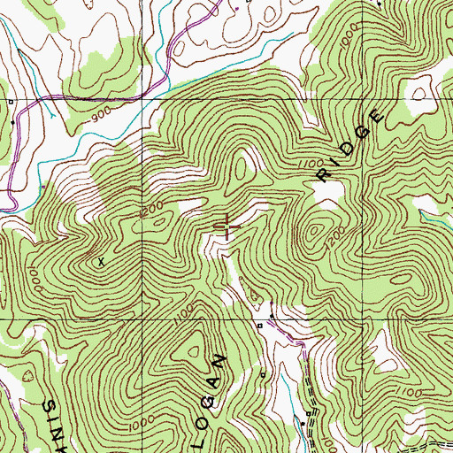 Topographic Map of Logan Ridge, KY