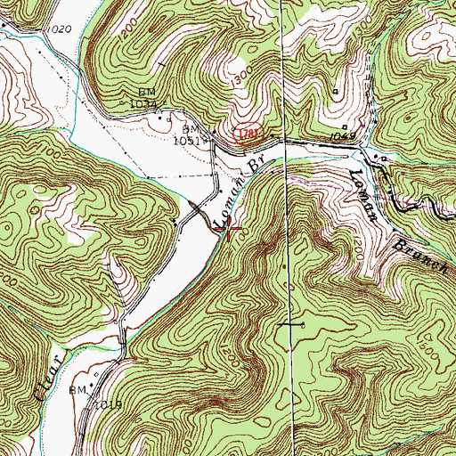 Topographic Map of Loman Branch, KY