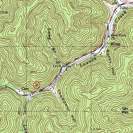 Topographic Map of Long Branch, KY
