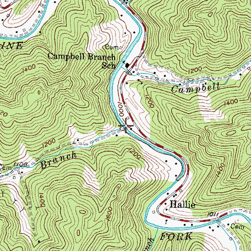 Topographic Map of Long Branch, KY